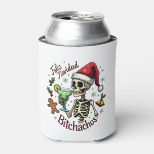 Feliz Navidad Bitchachos Funny Skull Spanish Merry Can Cooler