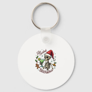 Feliz Navidad Bitchachos Funny Skull Spanish Merry Key Ring