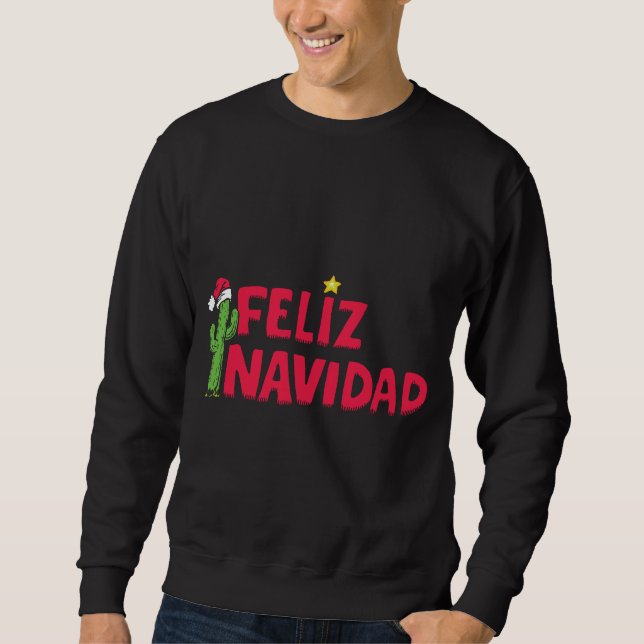 Feliz Navidad Black Sweatshirt T Shirt (Front)