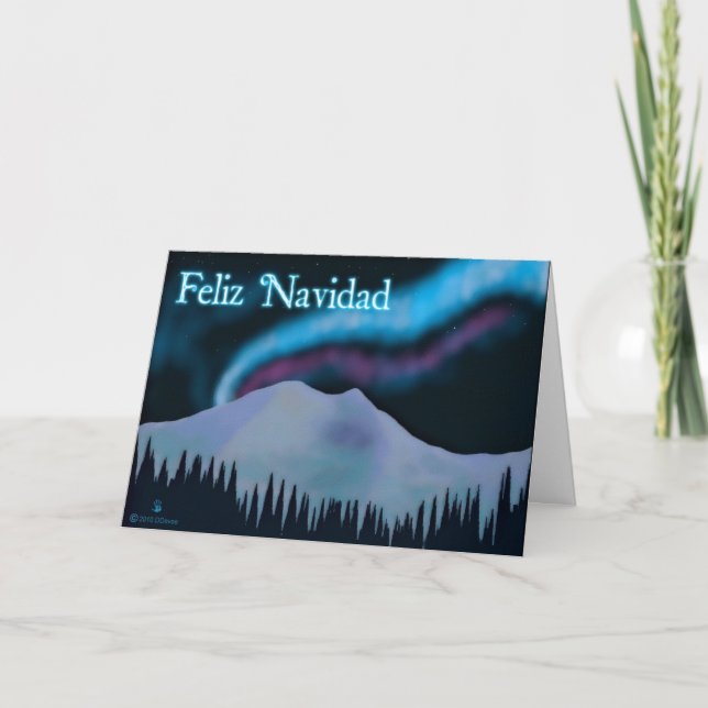 Feliz Navidad  - Blue Aurora Holiday Card (Front)