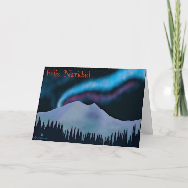 Feliz Navidad - Blue Aurora Holiday Card (Front)