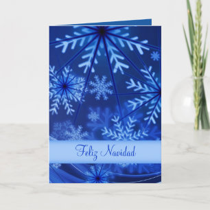 Feliz Navidad Blue Snowflakes Christmas Card