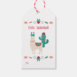 Feliz Navidad Bright and Festive Llama Christmas Gift Tags