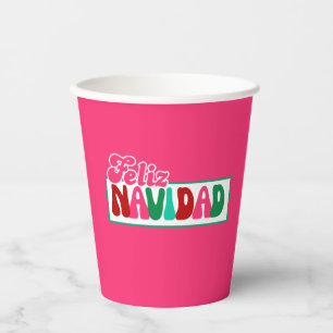 Feliz Navidad - Bright Pink Paper Cups