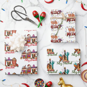 Feliz Navidad Cactus Christmas Mexico  Wrapping Paper Sheet