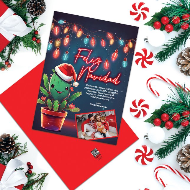 Feliz Navidad Cactus Family Photo Christmas Holiday Card (Creator Uploaded)