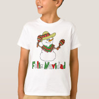 Feliz Navidad Cartoon Snowman Sombrero Maracas