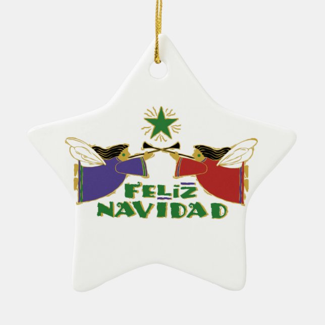 Feliz Navidad Ceramic Tree Decoration (Front)