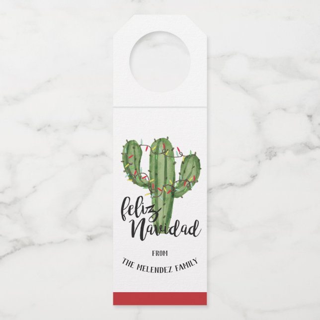 Feliz Navidad Christmas Bottle Hanger (Front)