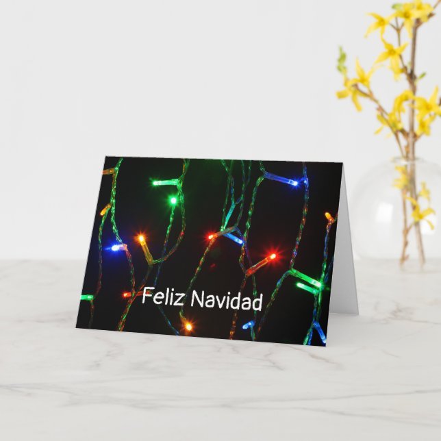 "Feliz Navidad" Christmas colourful lights Card (Yellow Flower)