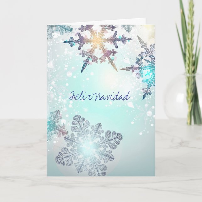 Feliz Navidad Christmas HolidayBlue Snowflake  Thank You Card (Front)