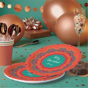 Feliz Navidad Christmas Orange Paper Plate