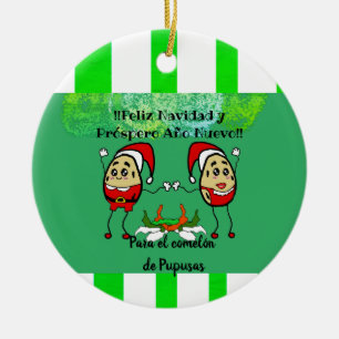Feliz Navidad Christmas para el Comelón Pupusas Ceramic Tree Decoration