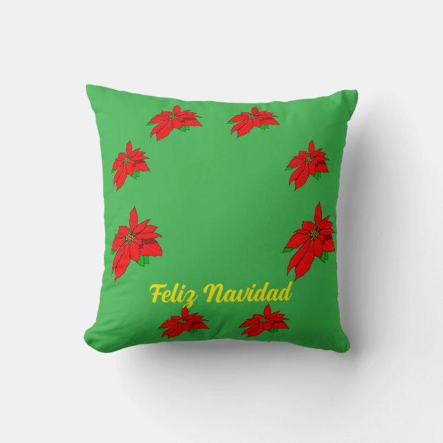 Feliz Navidad Christmas Throw Pillow (Front)