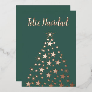 Feliz Navidad Christmas Tree Stars Rose Gold