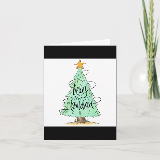 Feliz Navidad Christmas Tree T Shirt  Card (Front)