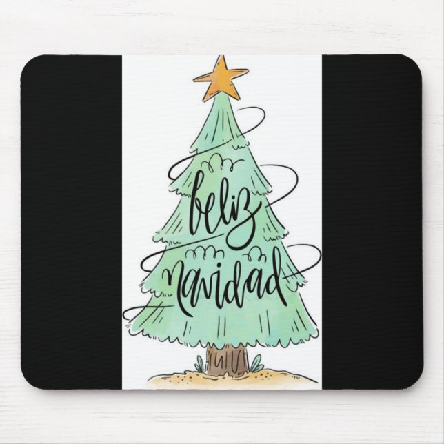 Feliz Navidad Christmas Tree T Shirt  Mouse Pad (Front)