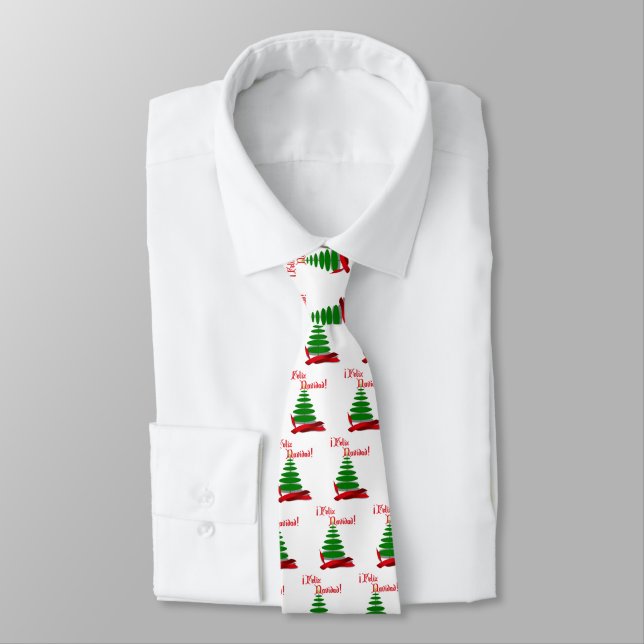 Feliz Navidad - Christmas Tree with Red Ribbon Tie (Tied)