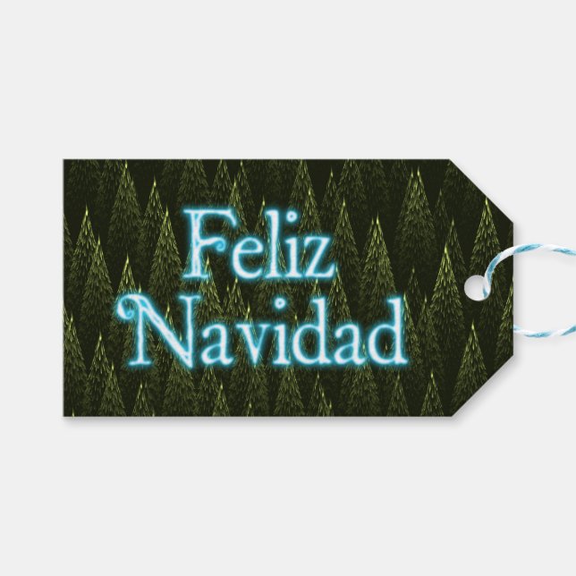 Feliz Navidad - Conifers Gift Tags (Front (Horizontal))