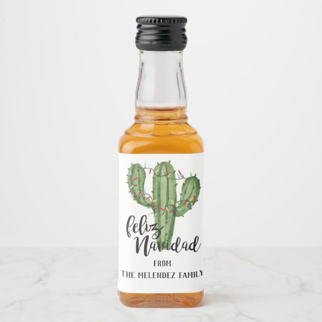 Feliz Navidad Custom Christmas Mini Liquor Bottle Label (Front)