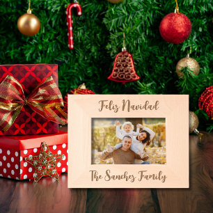 Feliz Navidad & Custom Family Name Etched Frames