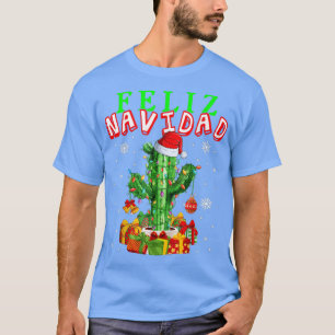Feliz Navidad Cute Christmas Lights Santa Cactus S T-Shirt