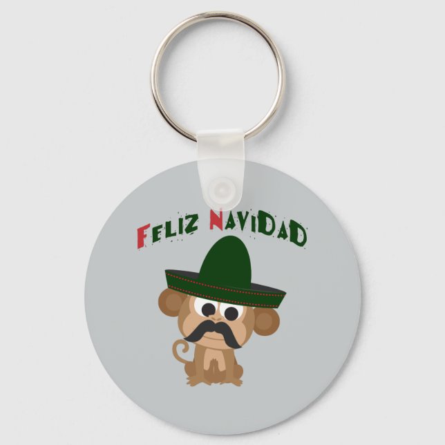 Feliz Navidad! Cute monkey Key Ring (Front)