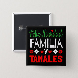 Feliz Navidad Familia Y Tamales 15 Cm Square Badge