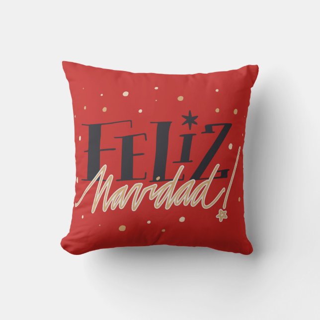 Feliz Navidad Festive Holiday Cushion (Front)