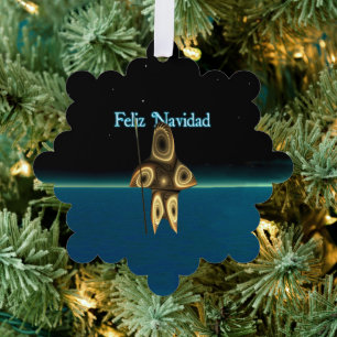 Feliz Navidad - Fractal Inuit Hunter Tree Decoration Card