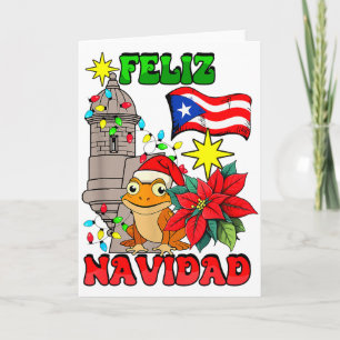 Feliz Navidad Frog Puerto Rico Christmas Lights Pa Card
