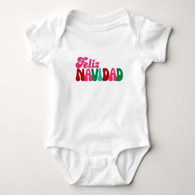 Feliz Navidad - Fun Colourful  Baby Bodysuit (Front)