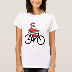 Feliz Navidad Funny Santa On A Bike For Christmas T-Shirt