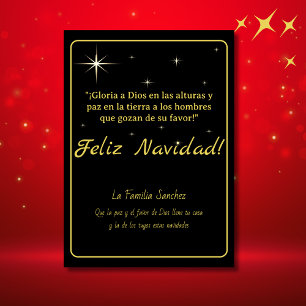 Feliz Navidad Golden & Black Luke 2:14 Verse Holiday Card