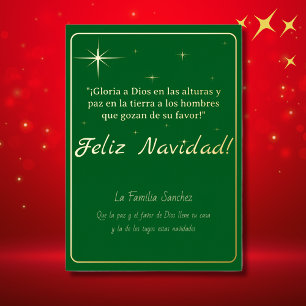 Feliz Navidad Golden & Green Luke 2:14 Verse