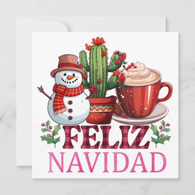 Feliz Navidad Greeting Card, Merry Christmas Holiday Card (Front)