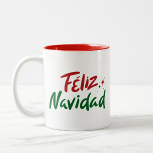 Feliz Navidad Hand Lettered Two-Tone Coffee Mug