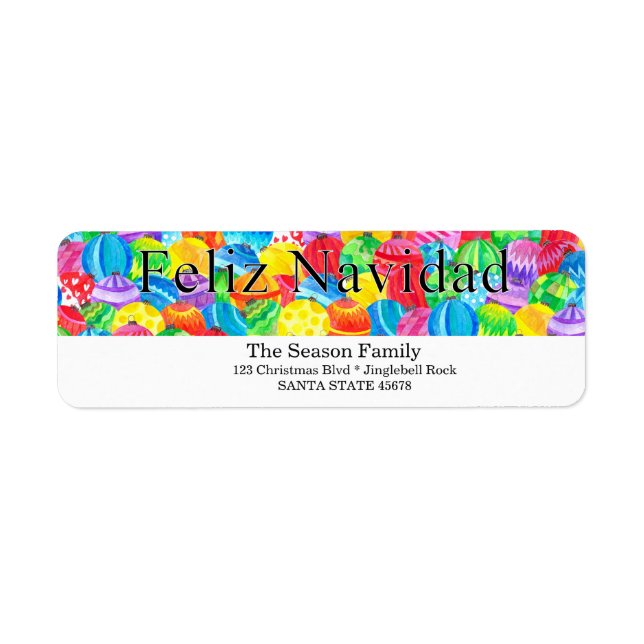Feliz Navidad handpainted watercolor label (Front)