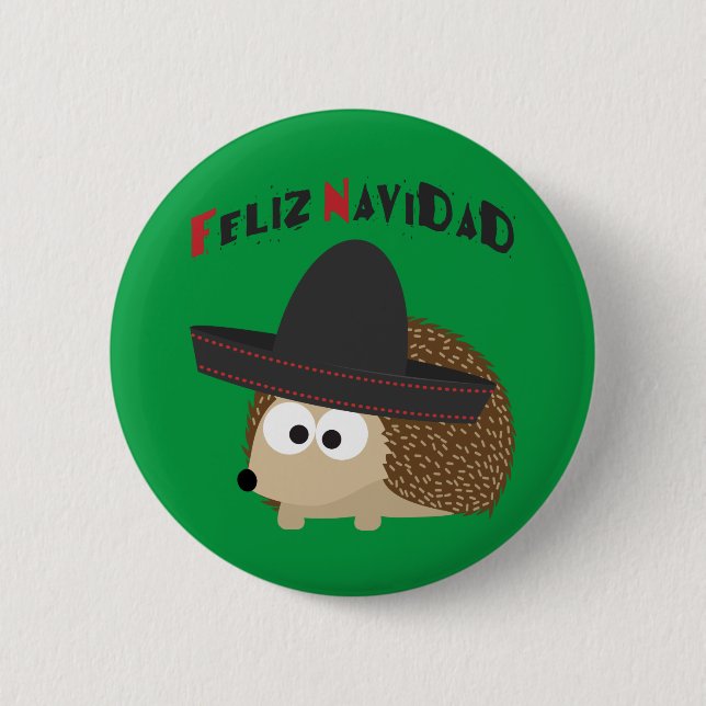 Feliz Navidad Hedgehog 6 Cm Round Badge (Front)