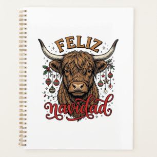Feliz Navidad Highland Cow Vintage Christmas Shirt Planner