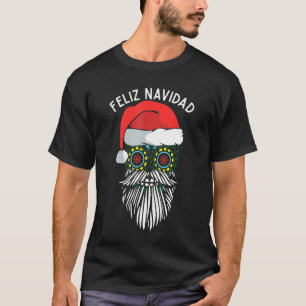 Feliz Navidad Hispanic Christmas Santa Sugar Skull T-Shirt