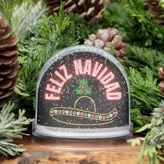 Feliz Navidad Holiday Neon Snowglobe