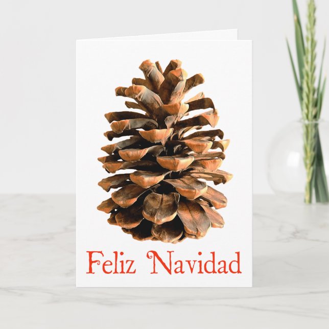 Feliz Navidad - Jerusalem Pine Cone Holiday Card (Front)