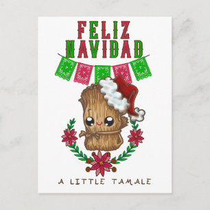 Feliz Navidad - Little Tamale Spanish/English Text Postcard