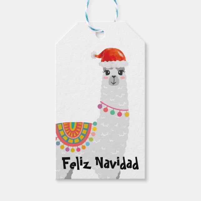 Feliz Navidad Llama Christmas Gift Tag (Front)