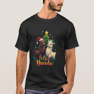 Feliz Navidad Llama Girls Boys Funny Christmas Tre T-Shirt