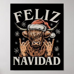 Feliz Navidad Meme Emo Cow Funny Meme Christmas Poster