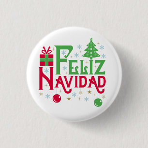 Feliz Navidad Merry Christmas Happy Yule 3 Cm Round Badge