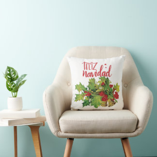 Feliz Navidad Merry Christmas Holiday Cushion
