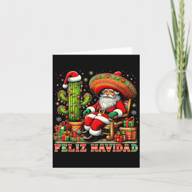 Feliz Navidad Mexican Christmas Santa Sombrero Cac Card (Front)